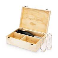 Twine - Celebrate Wood Champagne Box W/ Set of Flutes