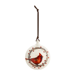 Demdaco - Ceramic Cardinal Wreath Disc Ornament