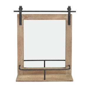 Danya B - Rustic Industrial Wood-Framed Wall Mount Barn Door Mirror