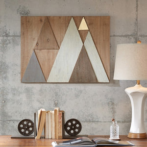 Olliix - Triangle Wooden Wall Decor With Gold Accent