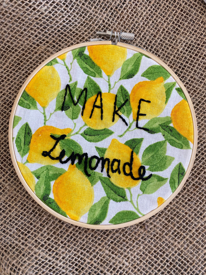 Sass At Home - "Make Lemonade" Embroidery Hoop Art