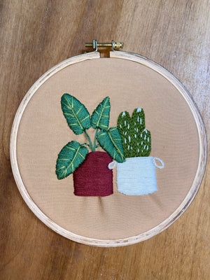 Sass At Home - "Potted Plants" Embroidery Hoop Art