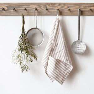 Linen Tales - Linen Kitchen Towels - Natural White Stripe