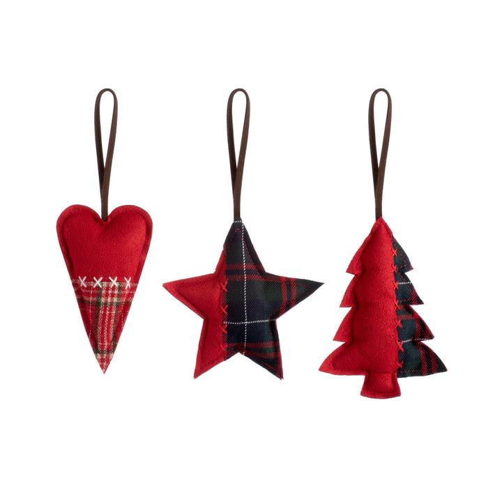 Demdaco - Red Fabric Holiday Shape Ornaments