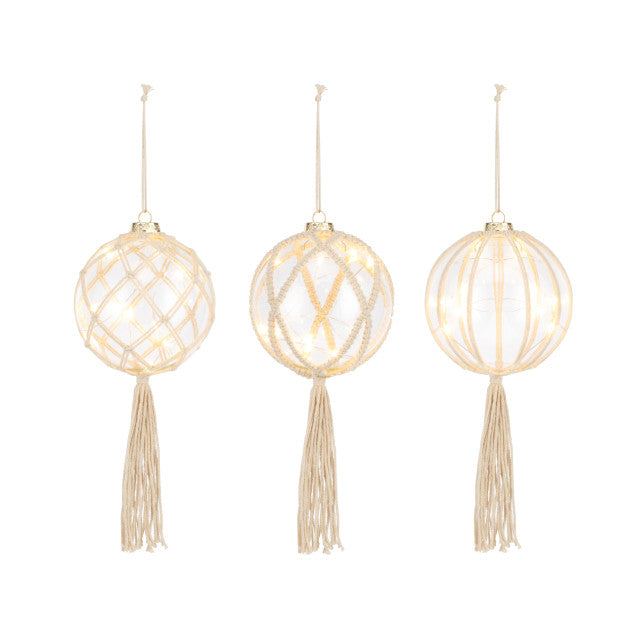 Demdaco - Lit Glass Ornaments with Macrame